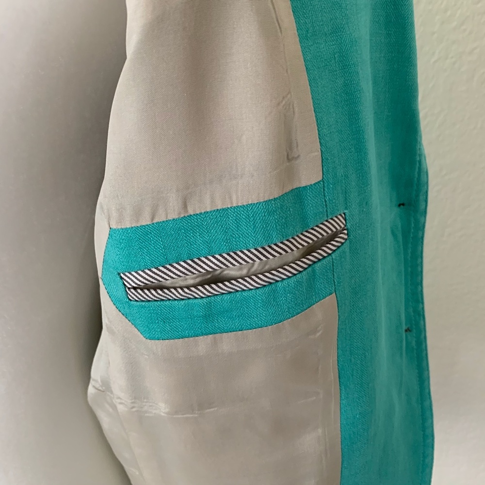 J. CREW Factory Turquoise Linen Blazer 2 - Picture 4 of 5